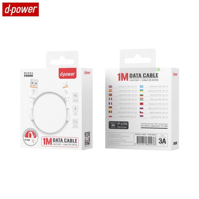 Câble Data USB vers Lightning d-power F6006 (1m) Blanc