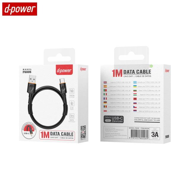 Câble Data USB vers Type-C d-power F6005 (1m) Noir