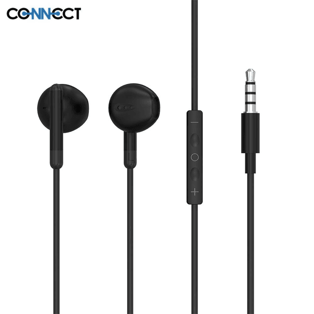 Écouteurs Filaires Jack 3.5mm CONNECT MC-EFNJ01 Bulk x10 Noir