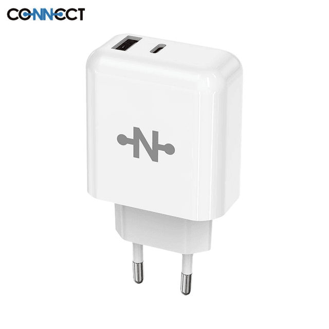 Chargeur Secteur Multi CONNECT MC-CBDAC45W (Type-C + USB) 45W Blanc