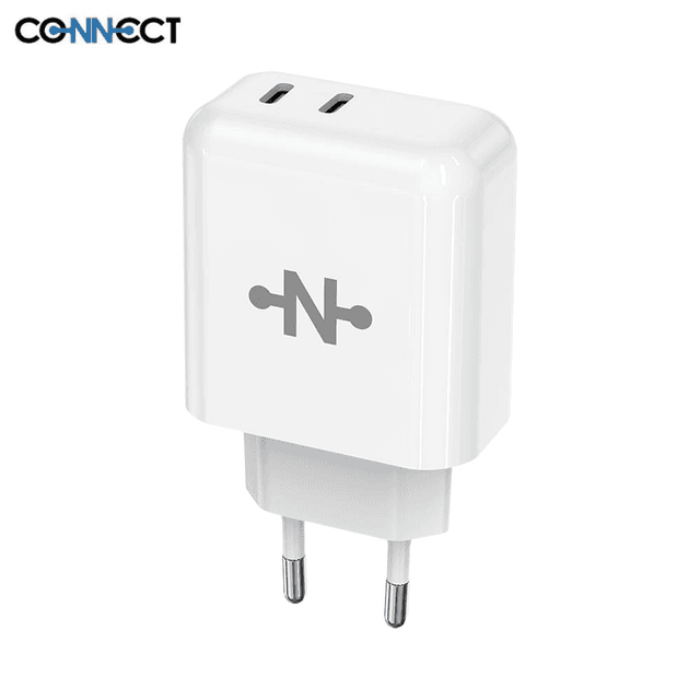 Chargeur Secteur Multi CONNECT MC-CBDC45W (2x Type-C) 45W Blanc