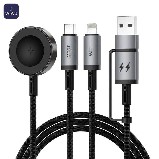 Câble de Charge Wiwu Wi-C050 Multifonction avec Charge pour Smart Watch 100W 1.2m Noir
