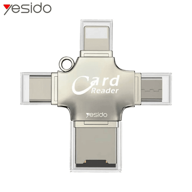 Lecteur de Carte Yesido GS13 Micro SD TF 3 en 1 Argent