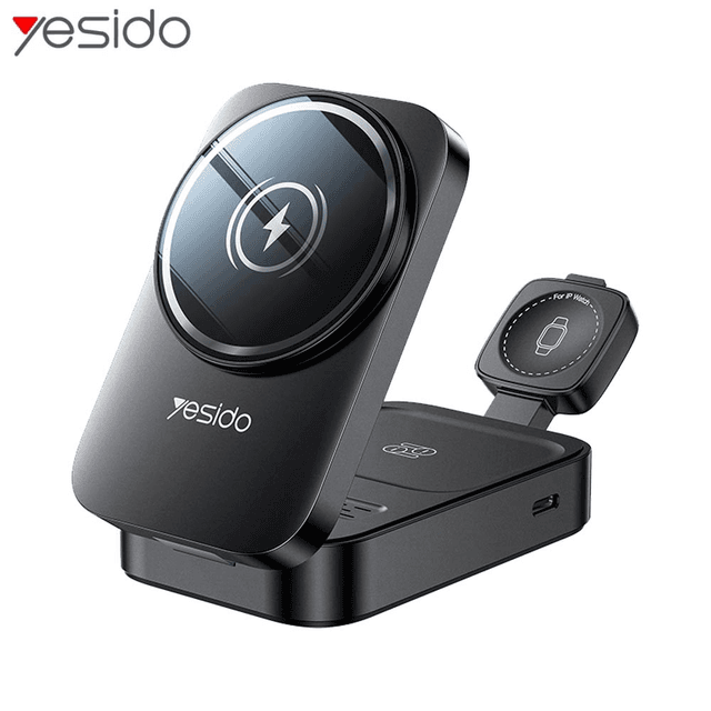Support de Charge sans Fil pour Smartphone Yesido DS27 3 en 1 Noir