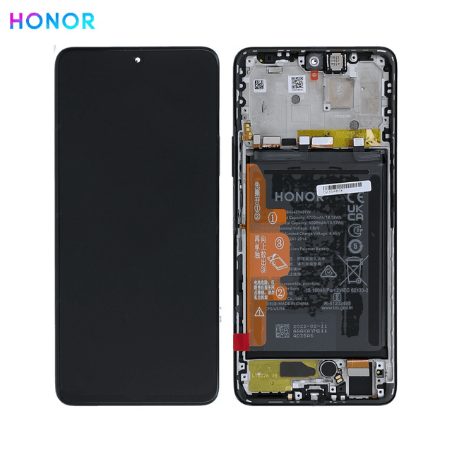 Bloc Écran Complet avec Châssis et Batterie Original Honor Magic 4 Lite 4G 0235ACGA 0235ABSK 0235AAMB Noir Minuit