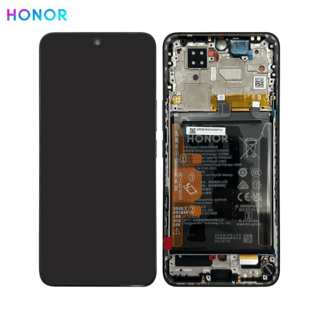 Bloc Écran Complet avec Châssis et Batterie Original Honor 200 5G 0235AKHV Noir