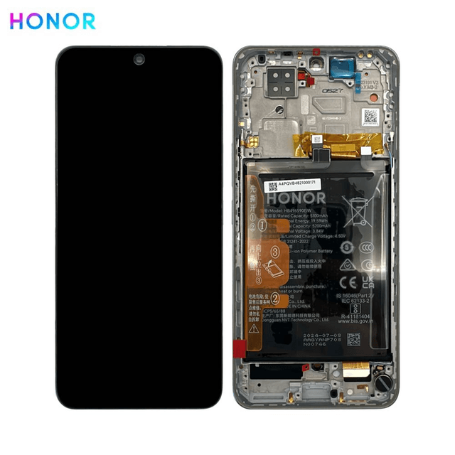 Bloc Écran Complet avec Châssis et Batterie Original Honor 200 5G 0235ALRK Moonlight White